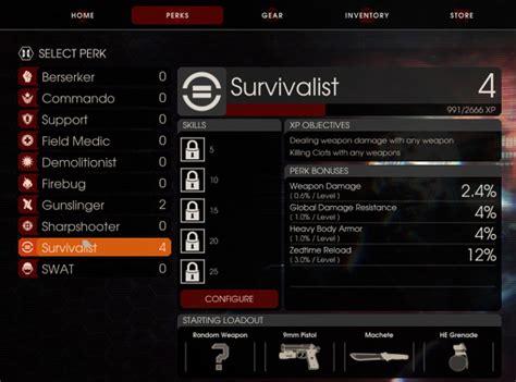 survivalist killing floor 2 perks